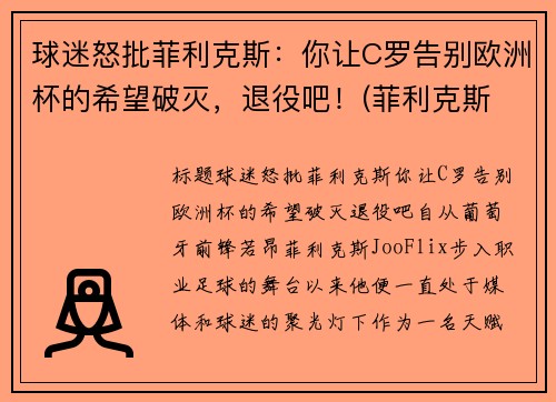 球迷怒批菲利克斯：你让C罗告别欧洲杯的希望破灭，退役吧！(菲利克斯 c罗)