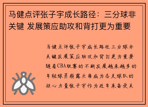 马健点评张子宇成长路径：三分球非关键 发展策应助攻和背打更为重要